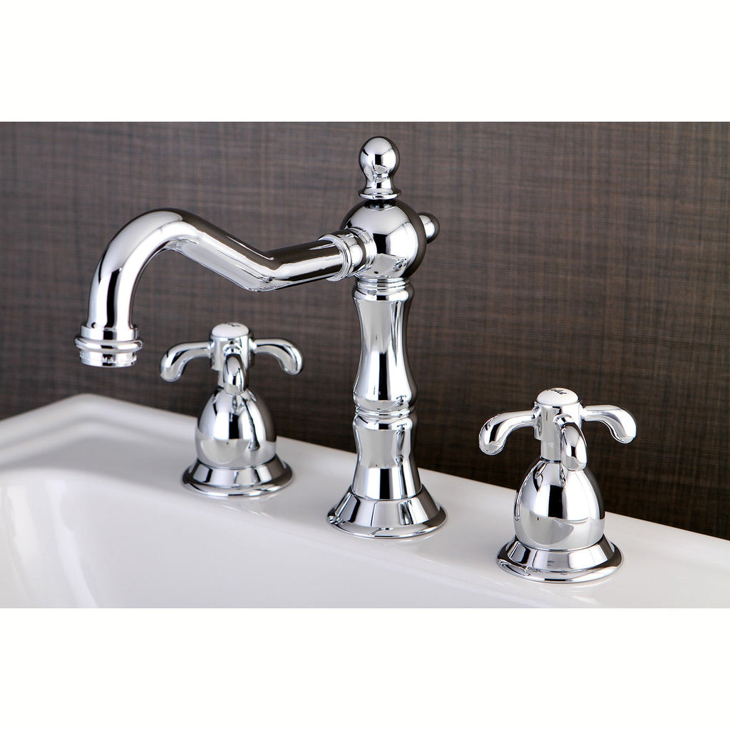 Kingston Brass French Country - Llave de Lavabo Widespread (3 Orificios), con Dos Manerales — Ambientación 1