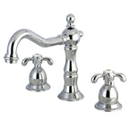 Kingston Brass French Country - Llave de Lavabo Widespread (3 Orificios), con Dos Manerales — Cromo Pulido