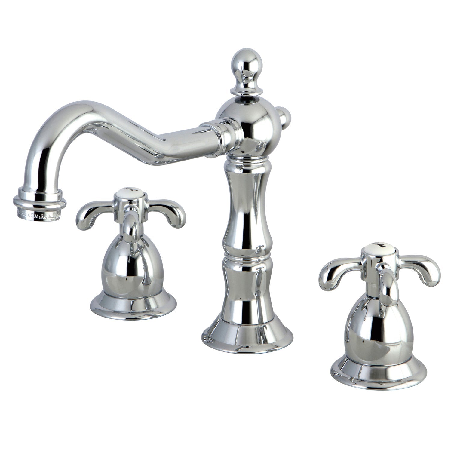 Kingston Brass French Country - Llave de Lavabo Widespread (3 Orificios), con Dos Manerales — Cromo Pulido