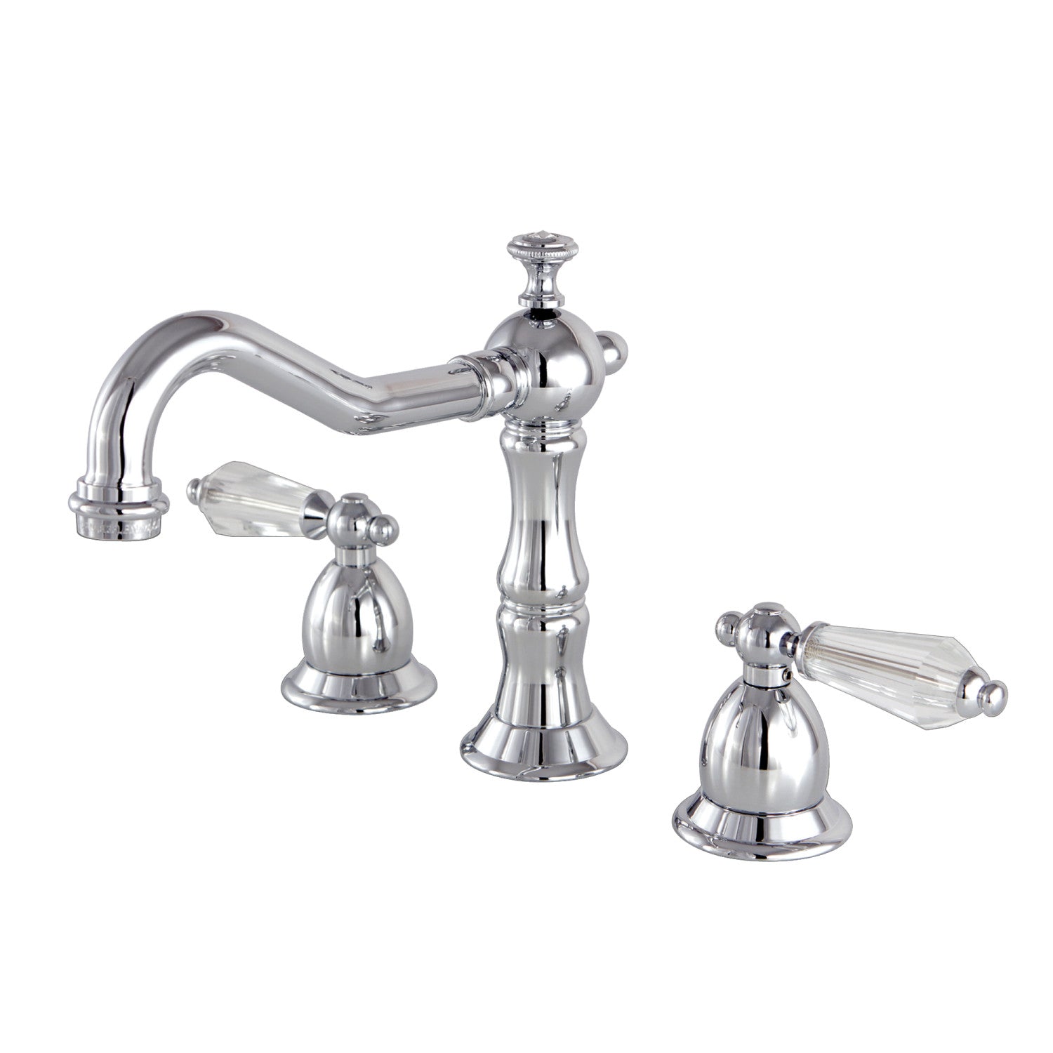 Kingston Brass Wilshire - Llave de Lavabo Widespread (3 Orificios), con Dos Manerales — Cromo Pulido