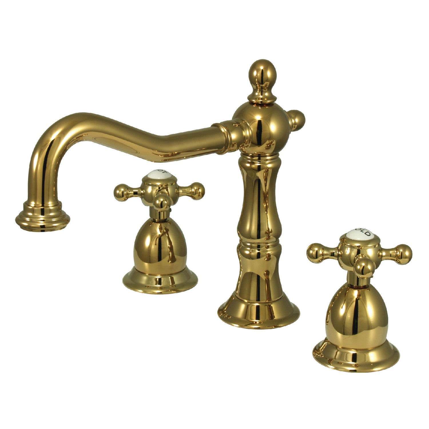 Kingston Brass Heritage - Llave de Lavabo Widespread (3 Orificios), con Dos Manerales — Latón Pulido