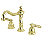 Kingston Brass Heritage - Llave de Lavabo Widespread (3 Orificios), con Dos Manerales — Latón Pulido