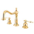 Kingston Brass Heritage - Llave de Lavabo Widespread (3 Orificios), con Dos Manerales — Latón Pulido