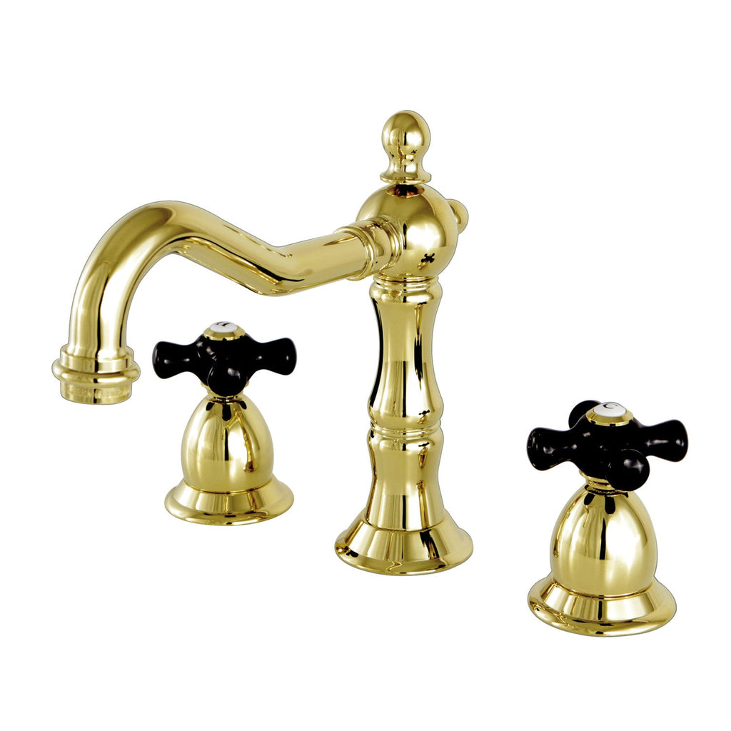 Kingston Brass Duchess - Llave de Lavabo Widespread (3 Orificios), con Dos Manerales — Latón Pulido