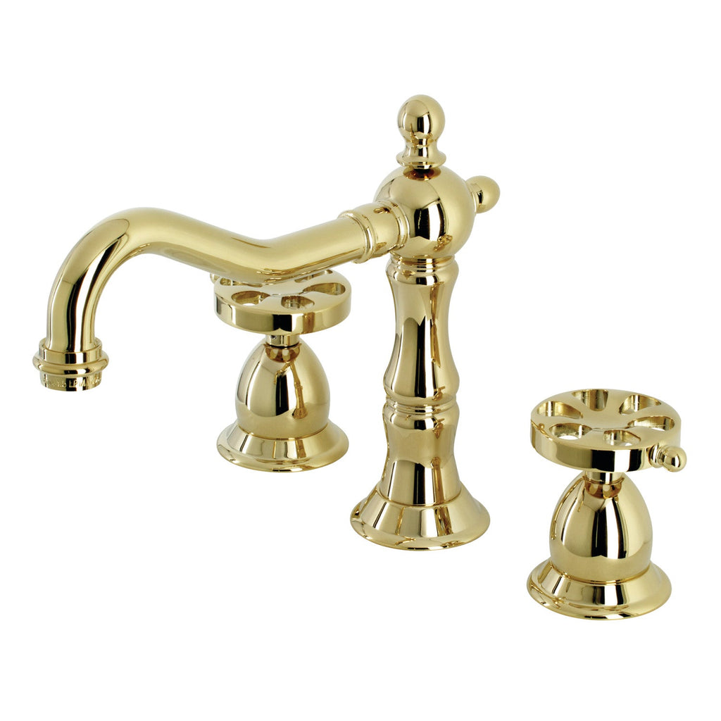 Kingston Brass Belknap - Llave de Lavabo Widespread (3 Orificios), con Dos Manerales — Latón Pulido