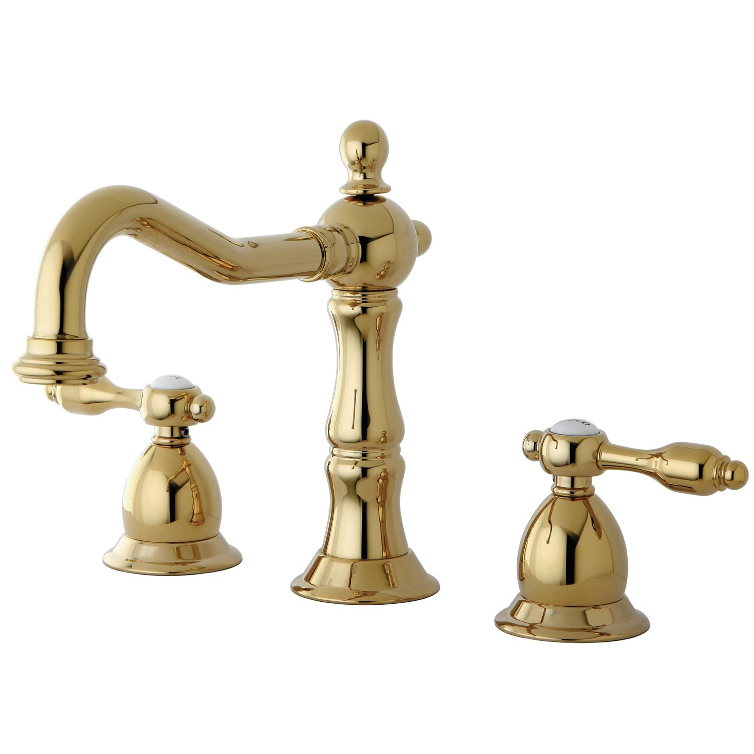 Kingston Brass Tudor - Llave de Lavabo Widespread (3 Orificios), con Dos Manerales — Latón Pulido
