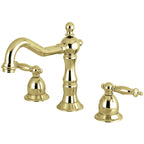 Kingston Brass Heritage - Llave de Lavabo Widespread (3 Orificios), con Dos Manerales — Latón Pulido