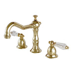 Kingston Brass Wilshire - Llave de Lavabo Widespread (3 Orificios), con Dos Manerales — Latón Pulido