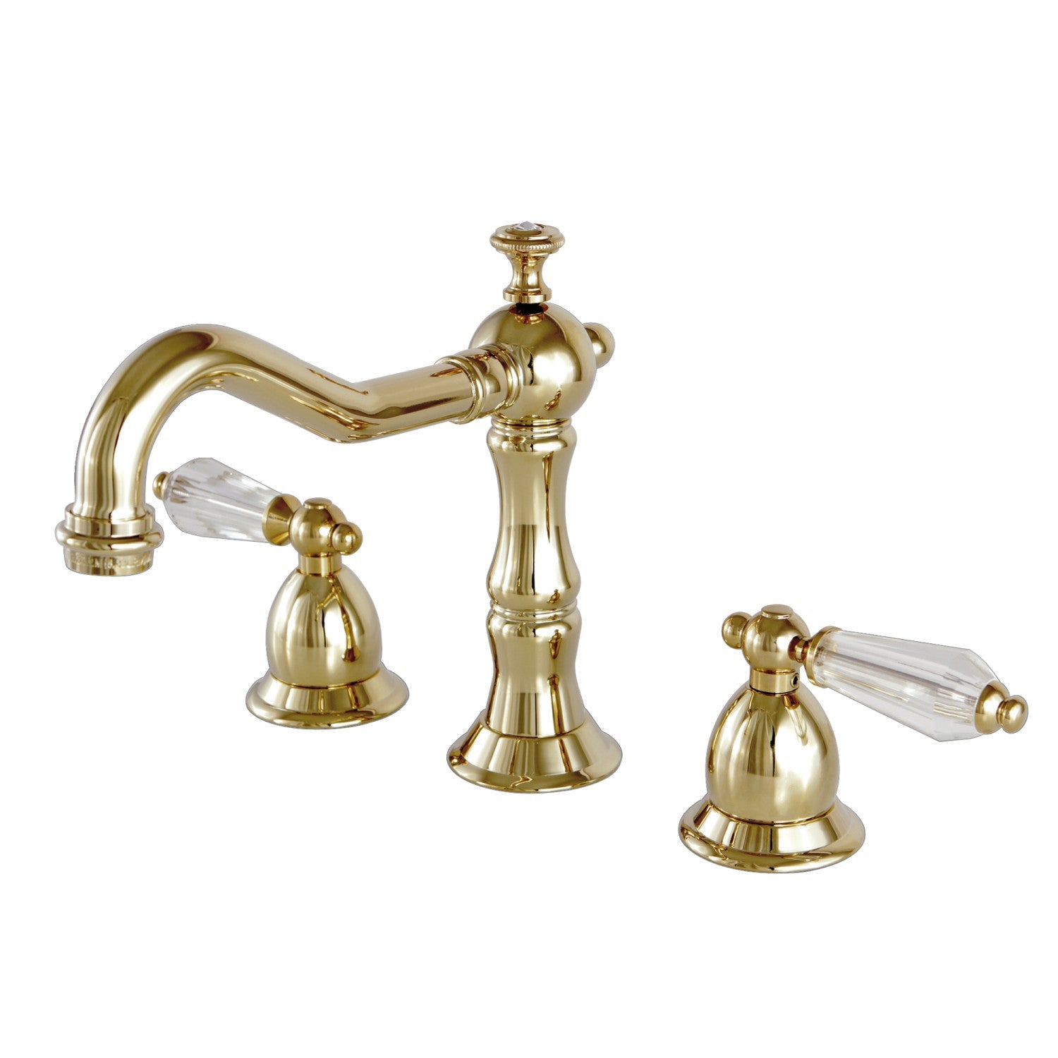 Kingston Brass Wilshire - Llave de Lavabo Widespread (3 Orificios), con Dos Manerales — Latón Pulido