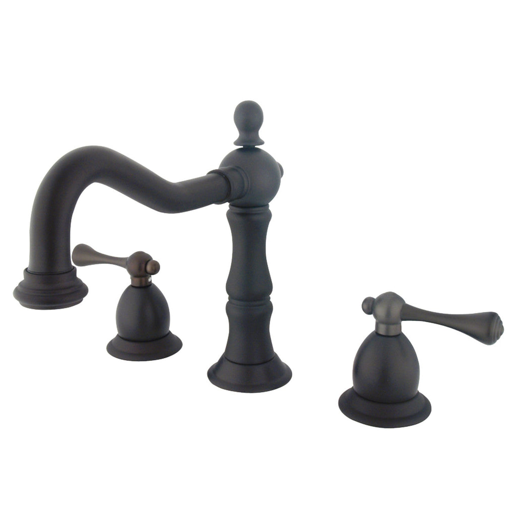 Kingston Brass Heritage - Llave de Lavabo Widespread (3 Orificios), con Dos Manerales — Bronce Aceitado