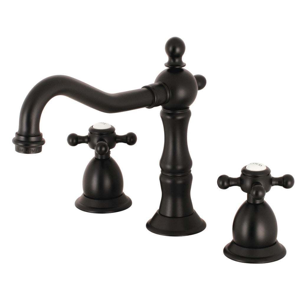 Kingston Brass Heritage - Llave de Lavabo Widespread (3 Orificios), con Dos Manerales — Bronce Aceitado