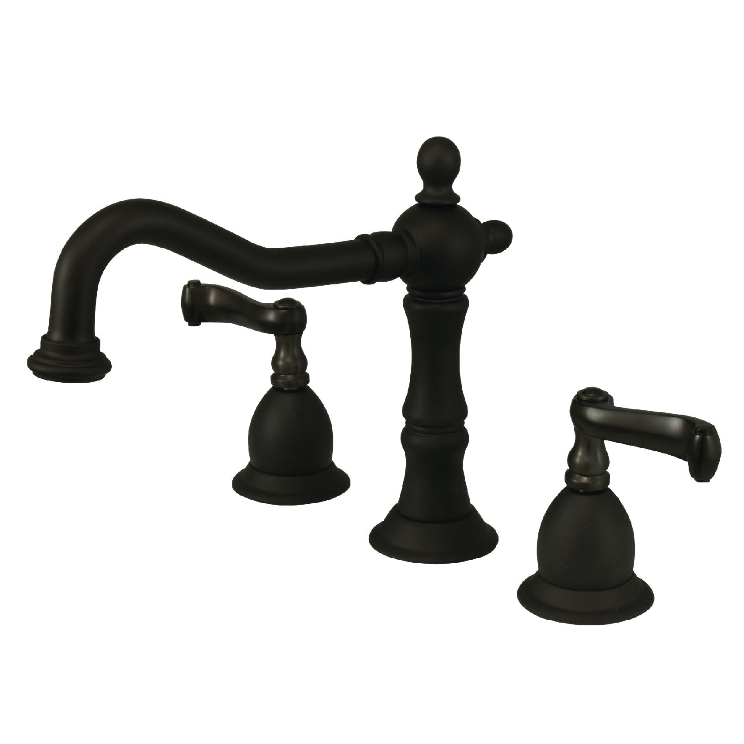 Kingston Brass Heritage - Llave de Lavabo Widespread (3 Orificios), con Dos Manerales — Bronce Aceitado