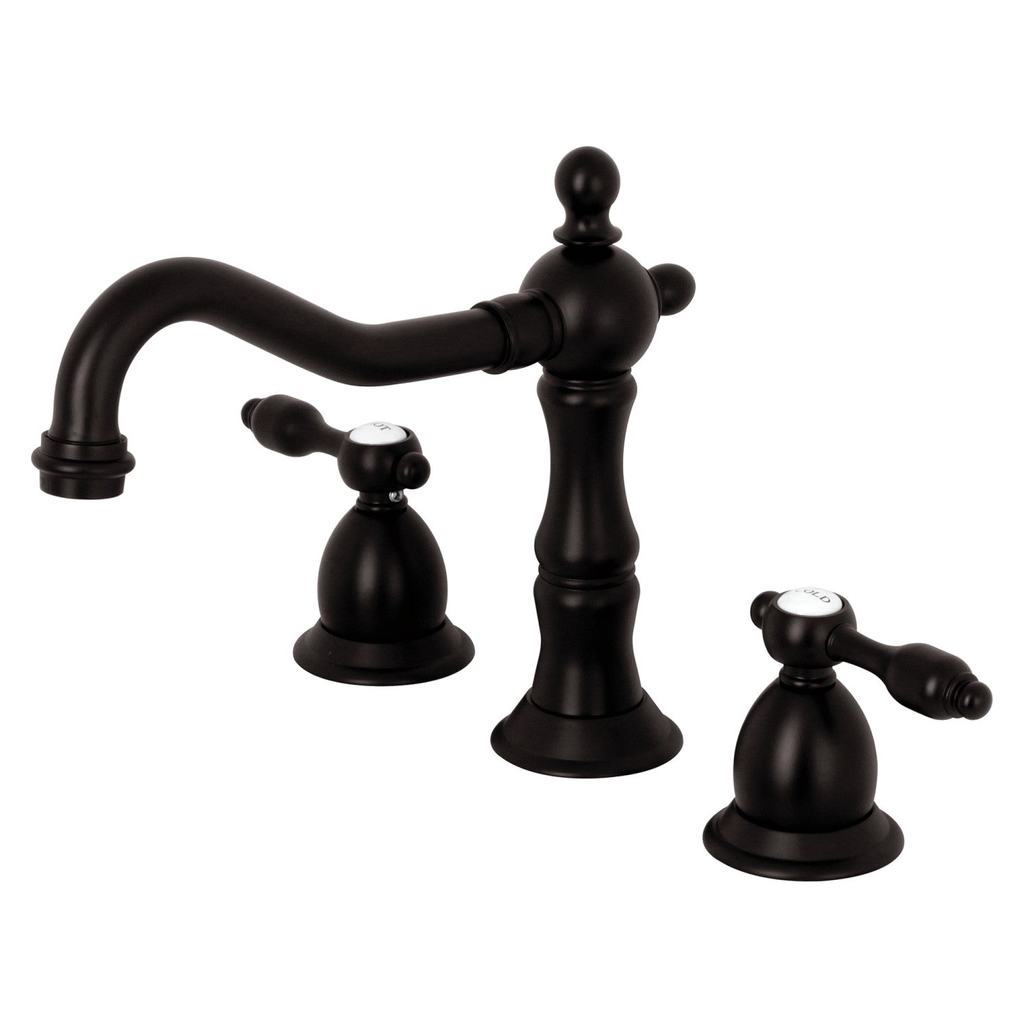 Kingston Brass Tudor - Llave de Lavabo Widespread (3 Orificios), con Dos Manerales — Bronce Aceitado