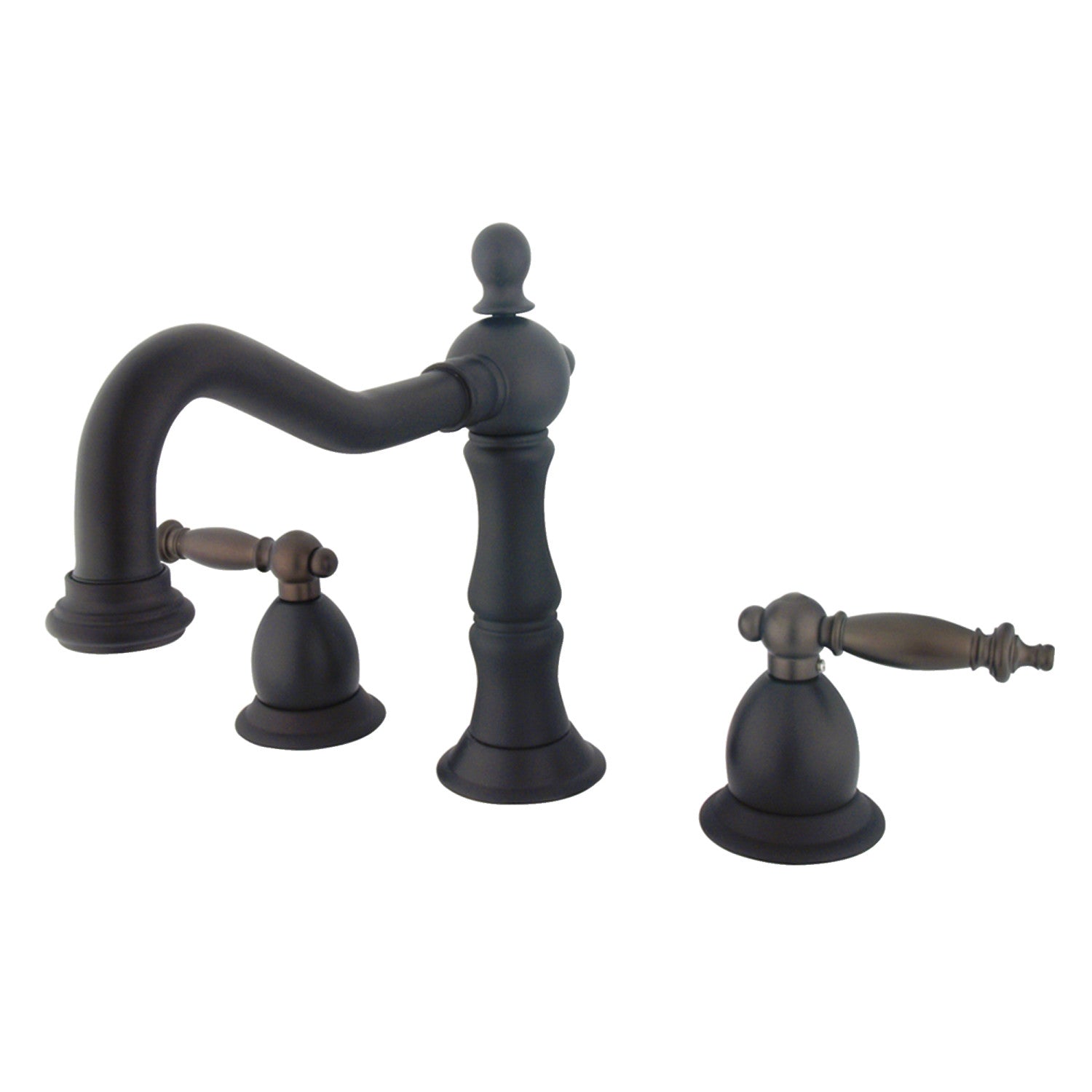 Kingston Brass Heritage - Llave de Lavabo Widespread (3 Orificios), con Dos Manerales — Bronce Aceitado