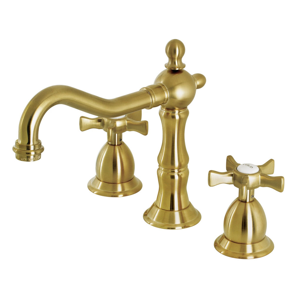 Kingston Brass Hamilton - Llave de Lavabo Widespread (3 Orificios), con Dos Manerales — Latón Cepillado