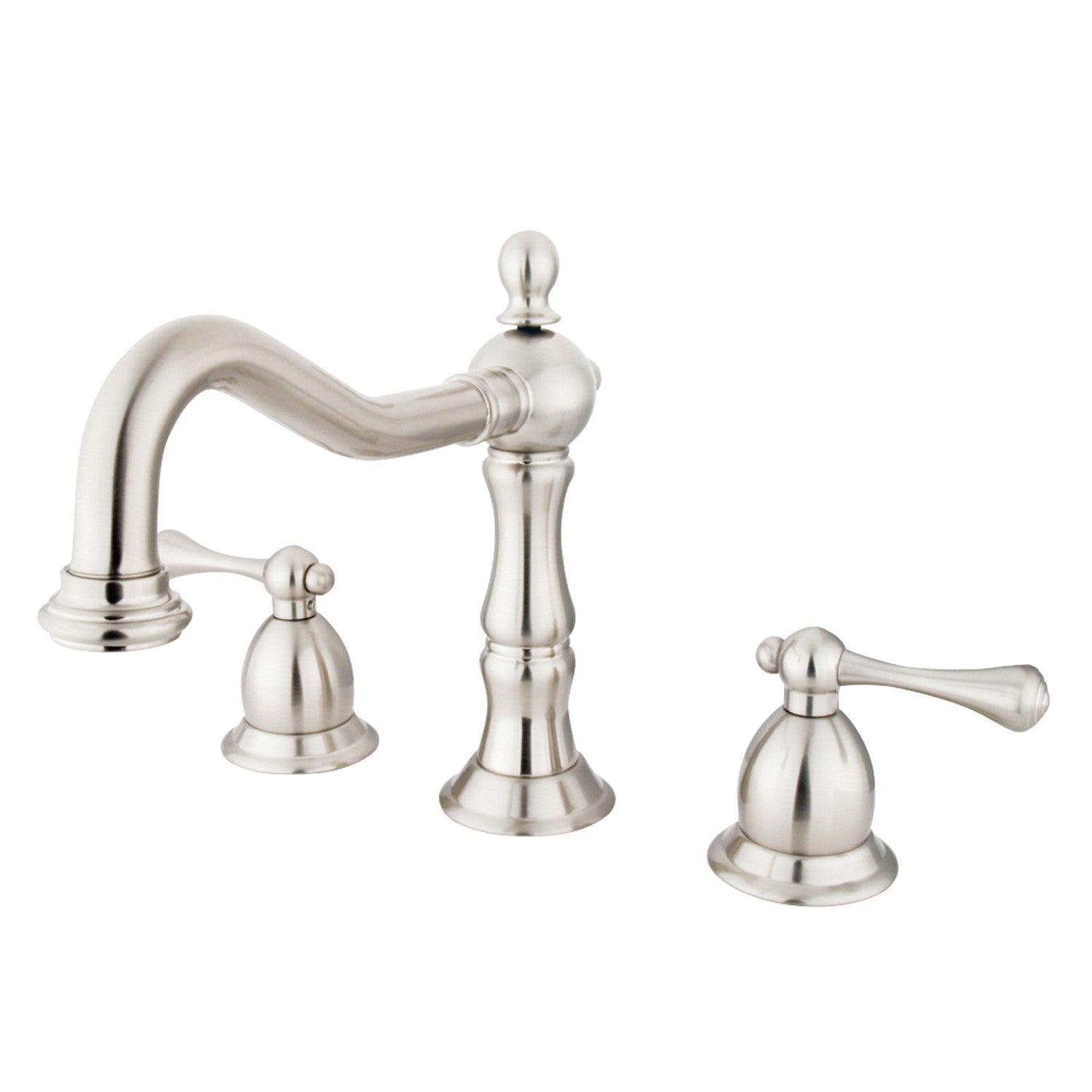 Kingston Brass Heritage - Llave de Lavabo Widespread (3 Orificios), con Dos Manerales — Níquel Cepillado