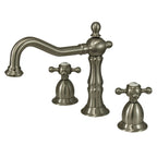 Kingston Brass Heritage - Llave de Lavabo Widespread (3 Orificios), con Dos Manerales — Níquel Cepillado