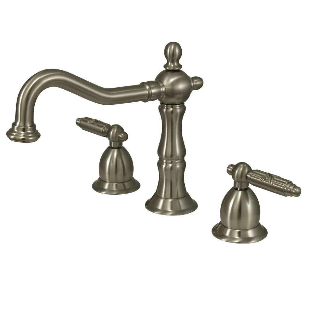 Kingston Brass Heritage - Llave de Lavabo Widespread (3 Orificios), con Dos Manerales — Níquel Cepillado