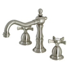 Kingston Brass Hamilton - Llave de Lavabo Widespread (3 Orificios), con Dos Manerales — Níquel Cepillado