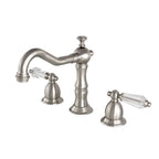 Kingston Brass Wilshire - Llave de Lavabo Widespread (3 Orificios), con Dos Manerales — Níquel Cepillado