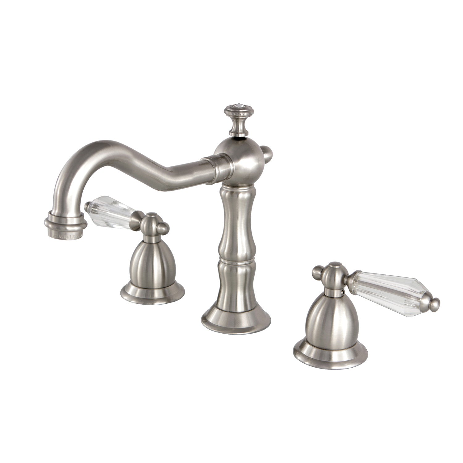 Kingston Brass Wilshire - Llave de Lavabo Widespread (3 Orificios), con Dos Manerales — Níquel Cepillado