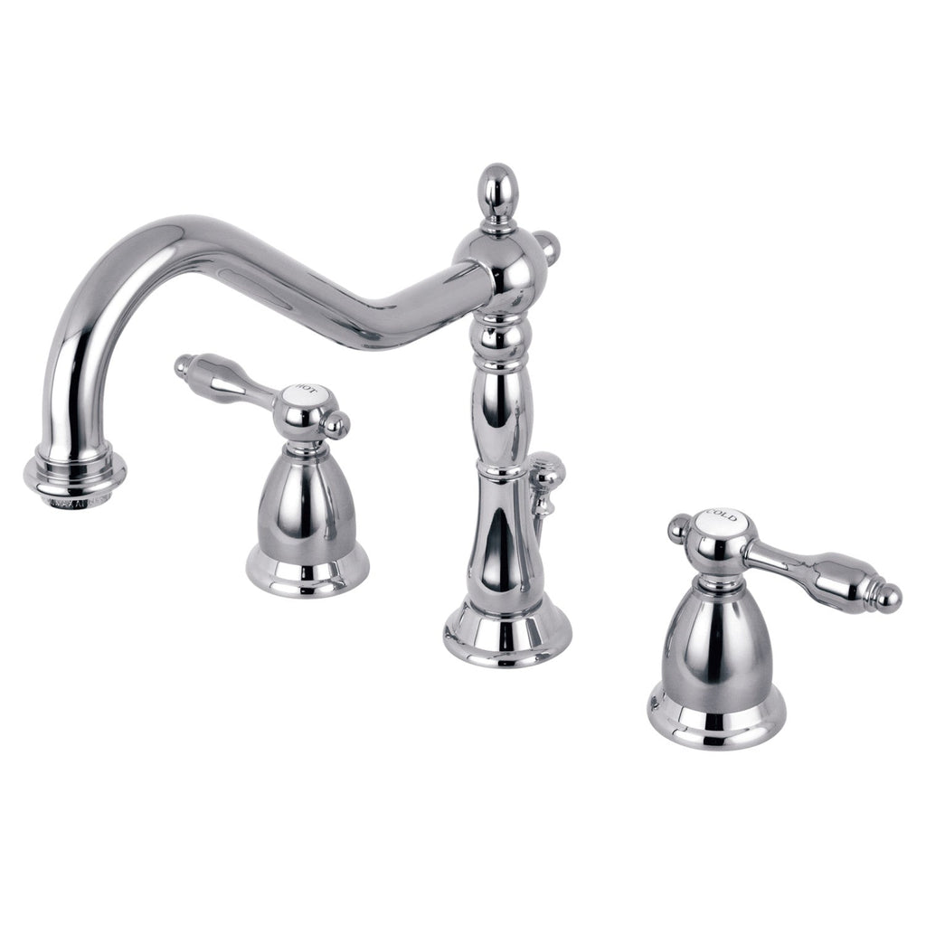 Kingston Brass Tudor - Llave de Lavabo Widespread (3 Orificios), con Dos Manerales — Cromo Pulido