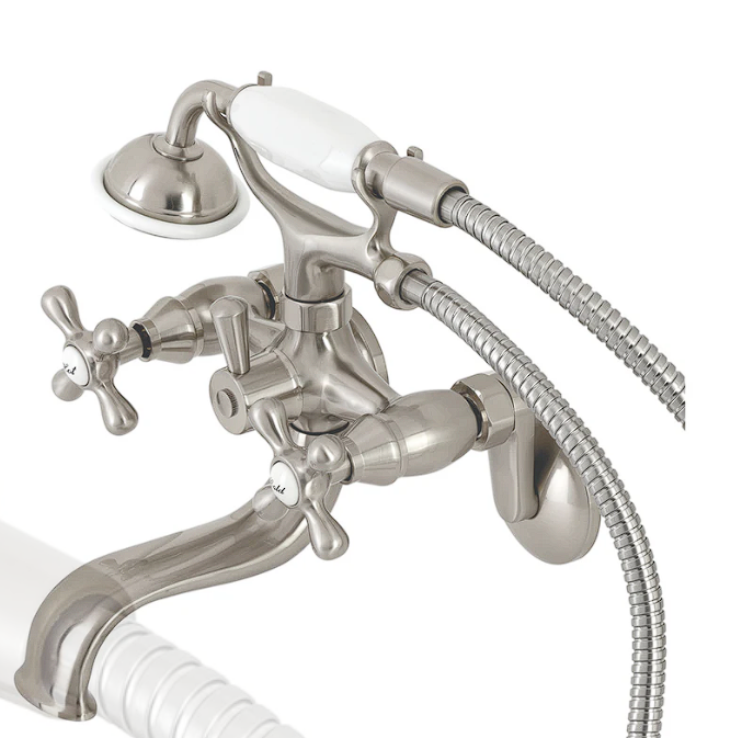 kingston brass Grifo de dos mandos para bañera niqulado satinado