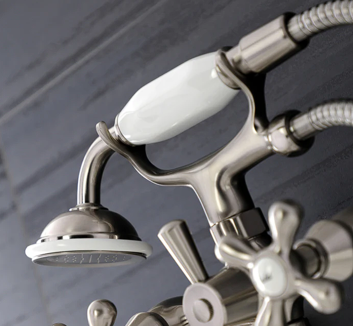 kingston brass Grifo de dos mandos para bañera niqulado satinado