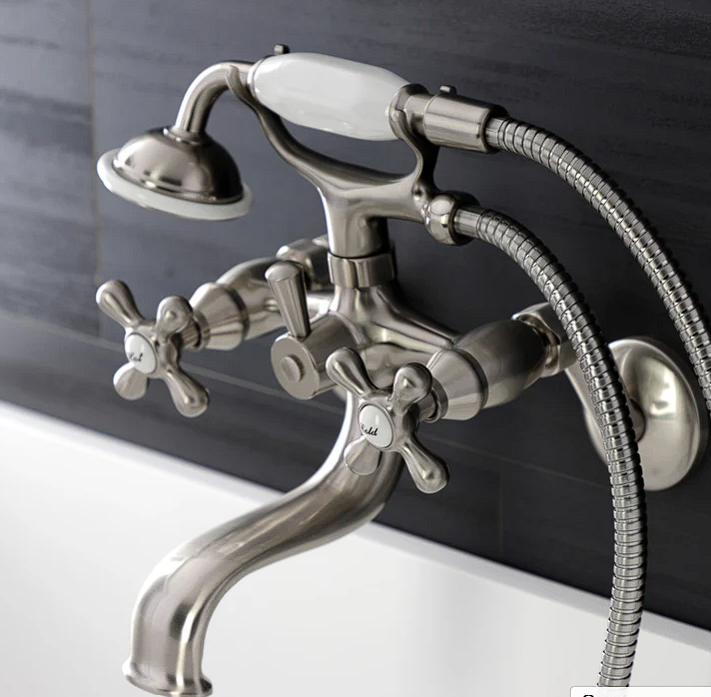 kingston brass Grifo de dos mandos para bañera niqulado satinado
