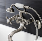 kingston brass Grifo de dos mandos para bañera niqulado satinado