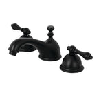 Kingston Brass Restoration - Llave de Lavabo Widespread (3 Orificios), con Dos Manerales — Negro Mate