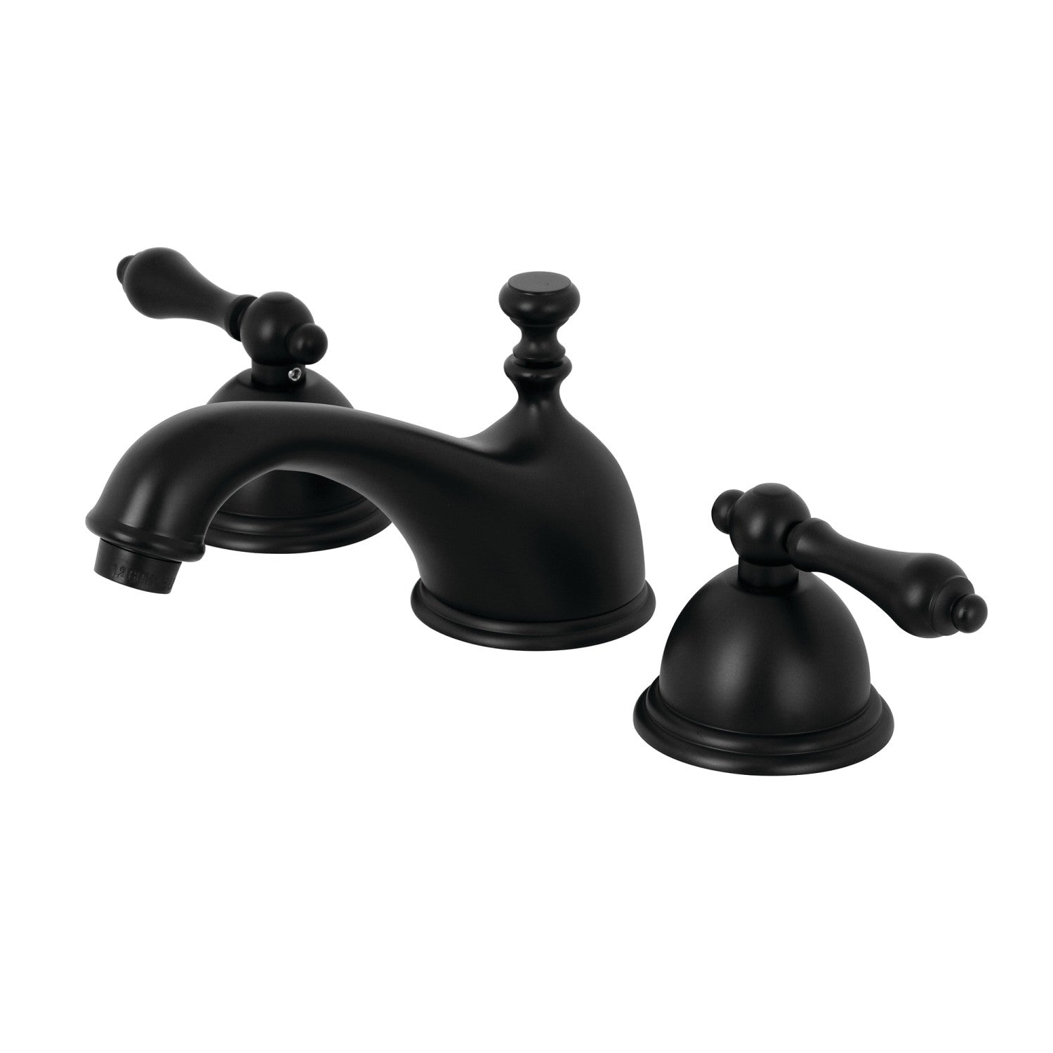 Kingston Brass Restoration - Llave de Lavabo Widespread (3 Orificios), con Dos Manerales — Negro Mate