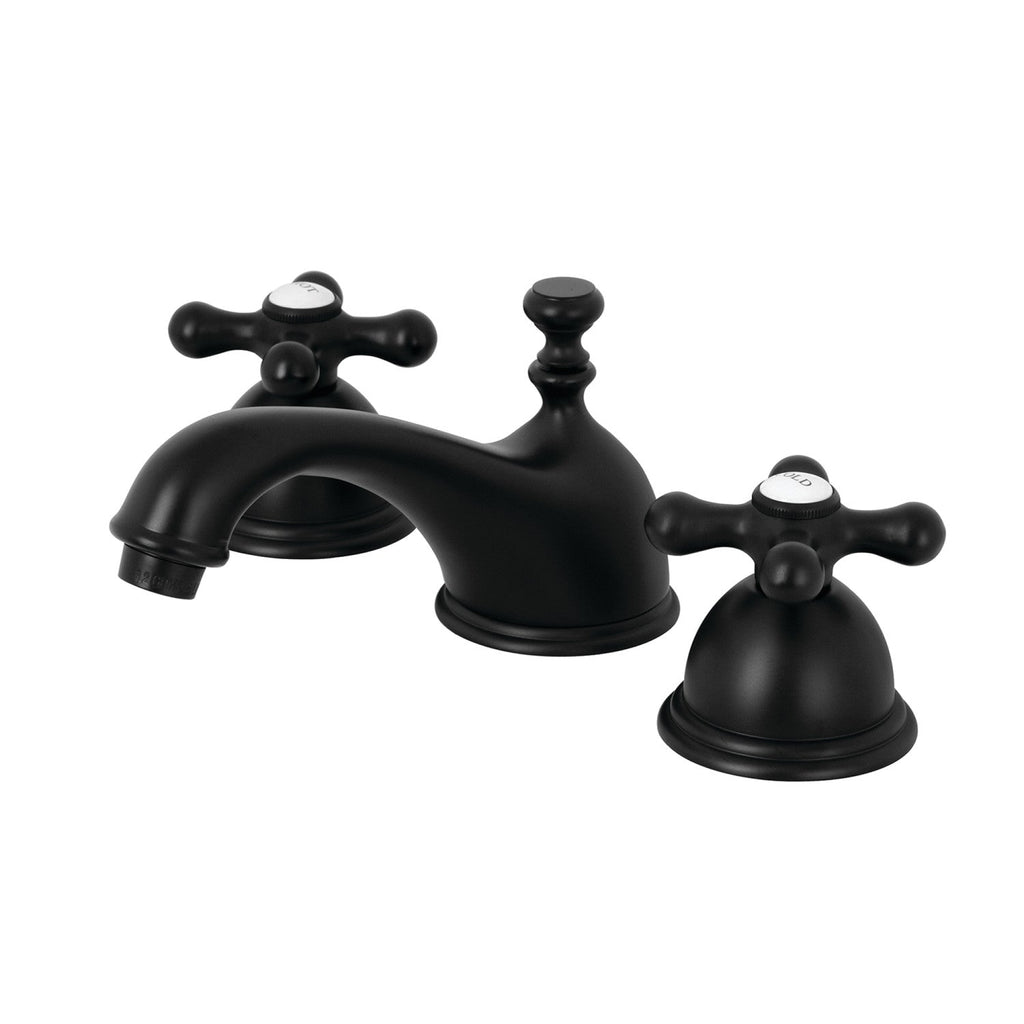 Kingston Brass Restoration - Llave de Lavabo Widespread (3 Orificios), con Dos Manerales — Negro Mate