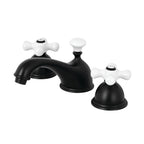 Kingston Brass Restoration - Llave de Lavabo Widespread (3 Orificios), con Dos Manerales — Negro Mate