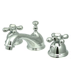 Kingston Brass Restoration - Llave de Lavabo Widespread (3 Orificios), con Dos Manerales — Cromo Pulido