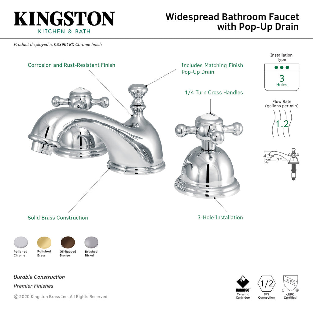 Kingston Brass Vintage - Llave de Lavabo Widespread (3 Orificios), con Dos Manerales — Guía de Instalación 1