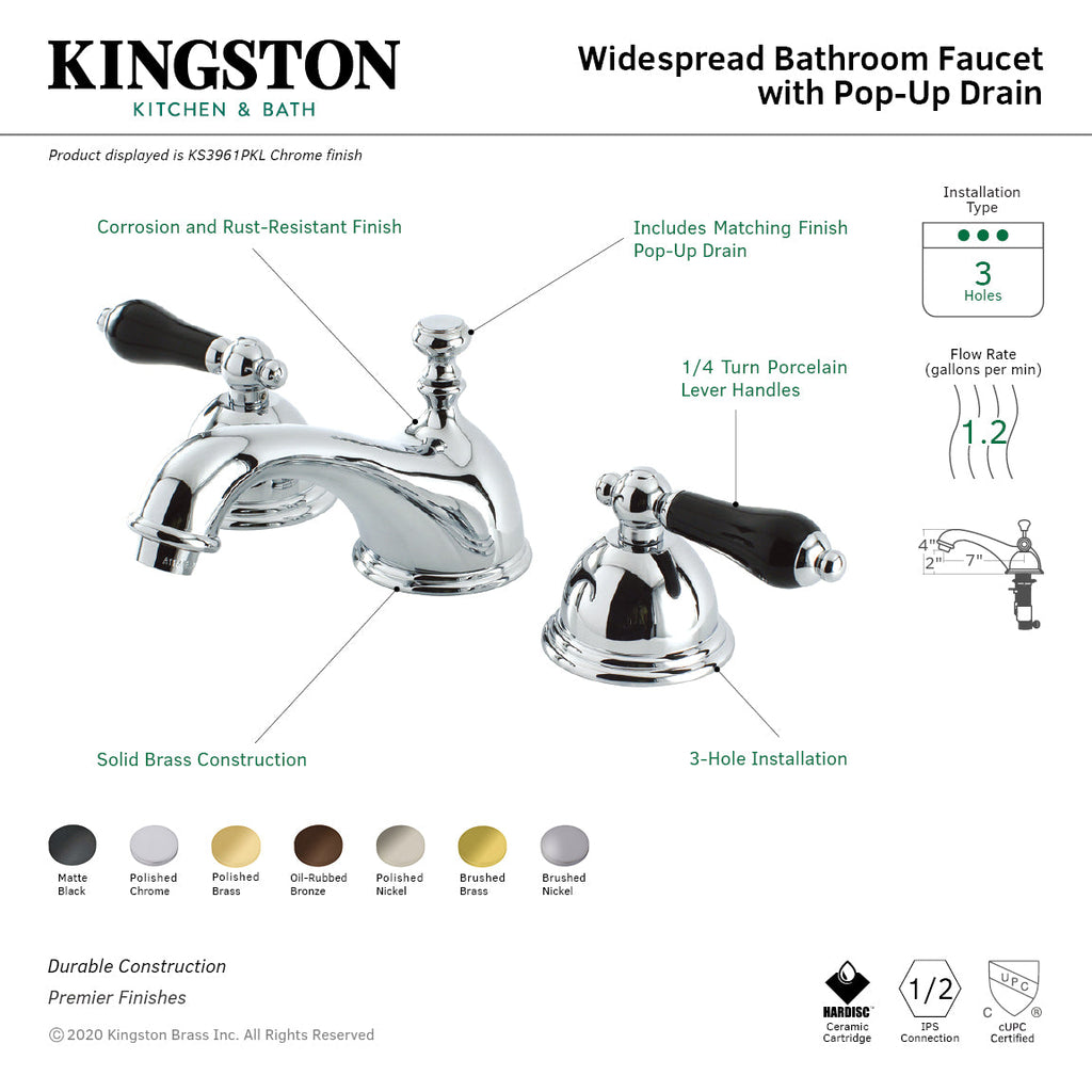 Kingston Brass Duchess - Llave de Lavabo Widespread (3 Orificios), con Dos Manerales — Guía de Instalación 1