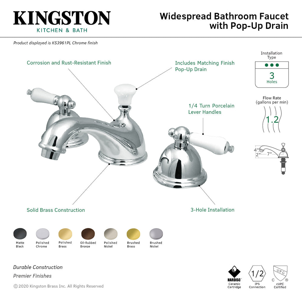 Kingston Brass Restoration - Llave de Lavabo Widespread (3 Orificios), con Dos Manerales — Guía de Instalación 1