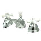 Kingston Brass Restoration - Llave de Lavabo Widespread (3 Orificios), con Dos Manerales — Cromo Pulido