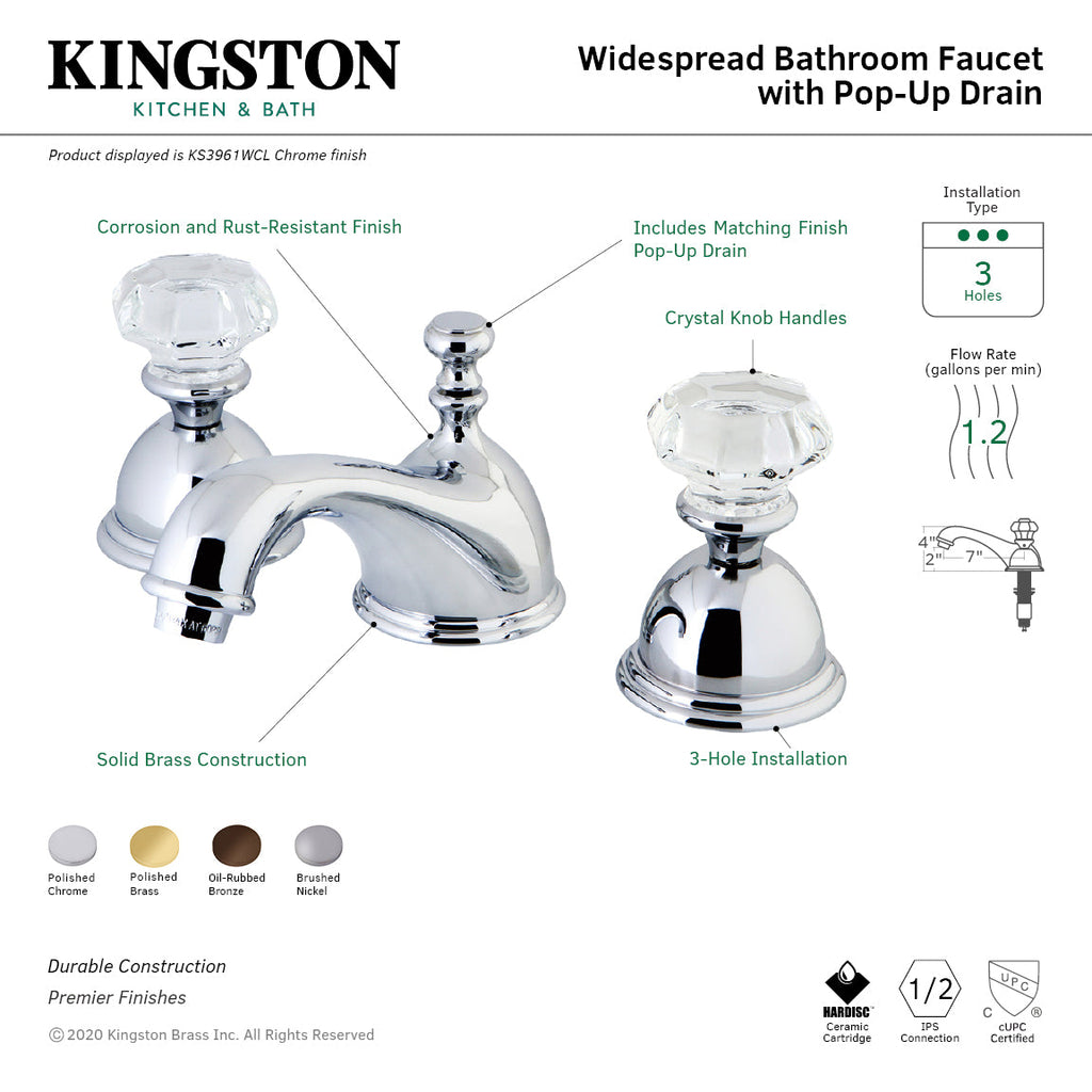 Kingston Brass Celebrity - Llave de Lavabo Widespread (3 Orificios), con Dos Manerales — Guía de Instalación 1