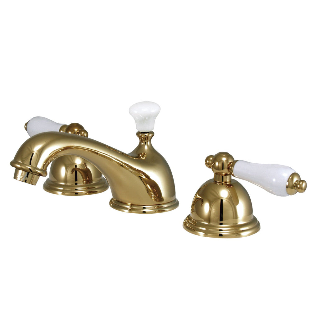 Kingston Brass Restoration - Llave de Lavabo Widespread (3 Orificios), con Dos Manerales — Latón Pulido