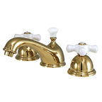 Kingston Brass Restoration - Llave de Lavabo Widespread (3 Orificios), con Dos Manerales — Latón Pulido