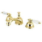 Kingston Brass Wilshire - Llave de Lavabo Widespread (3 Orificios), con Dos Manerales — Latón Pulido