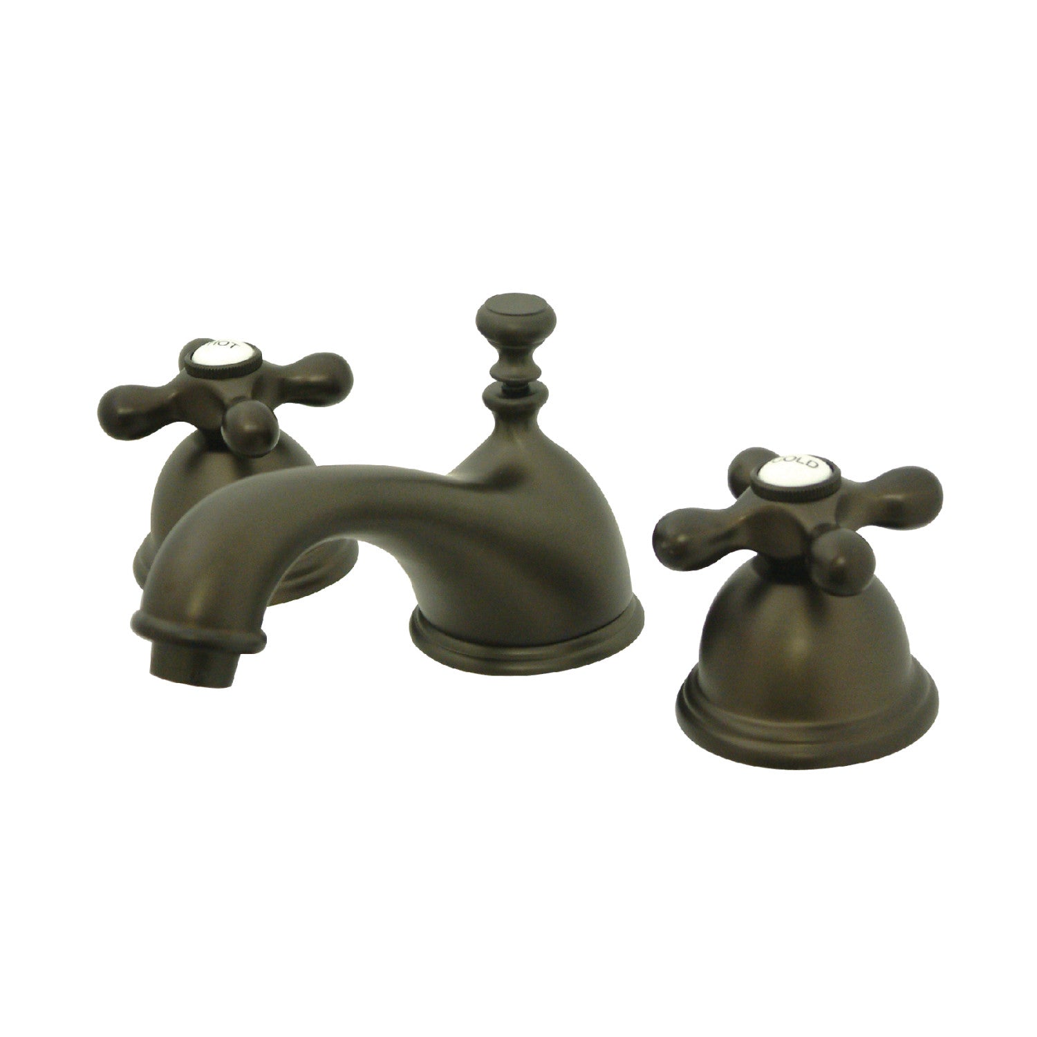 Kingston Brass Restoration - Llave de Lavabo Widespread (3 Orificios), con Dos Manerales — Bronce Aceitado
