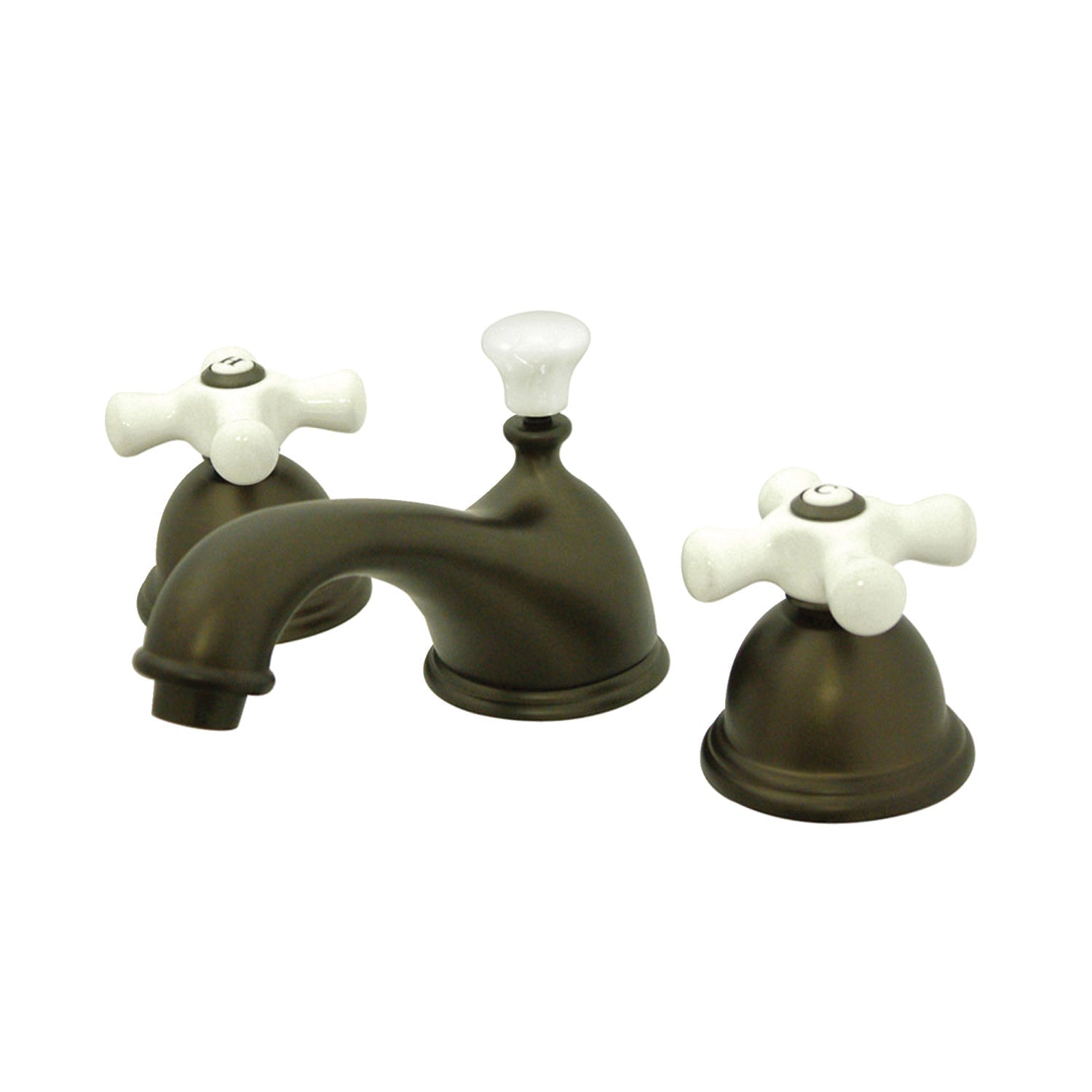 Kingston Brass Restoration - Llave de Lavabo Widespread (3 Orificios), con Dos Manerales — Bronce Aceitado