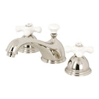 Kingston Brass Restoration - Llave de Lavabo Widespread (3 Orificios), con Dos Manerales — Níquel Pulido