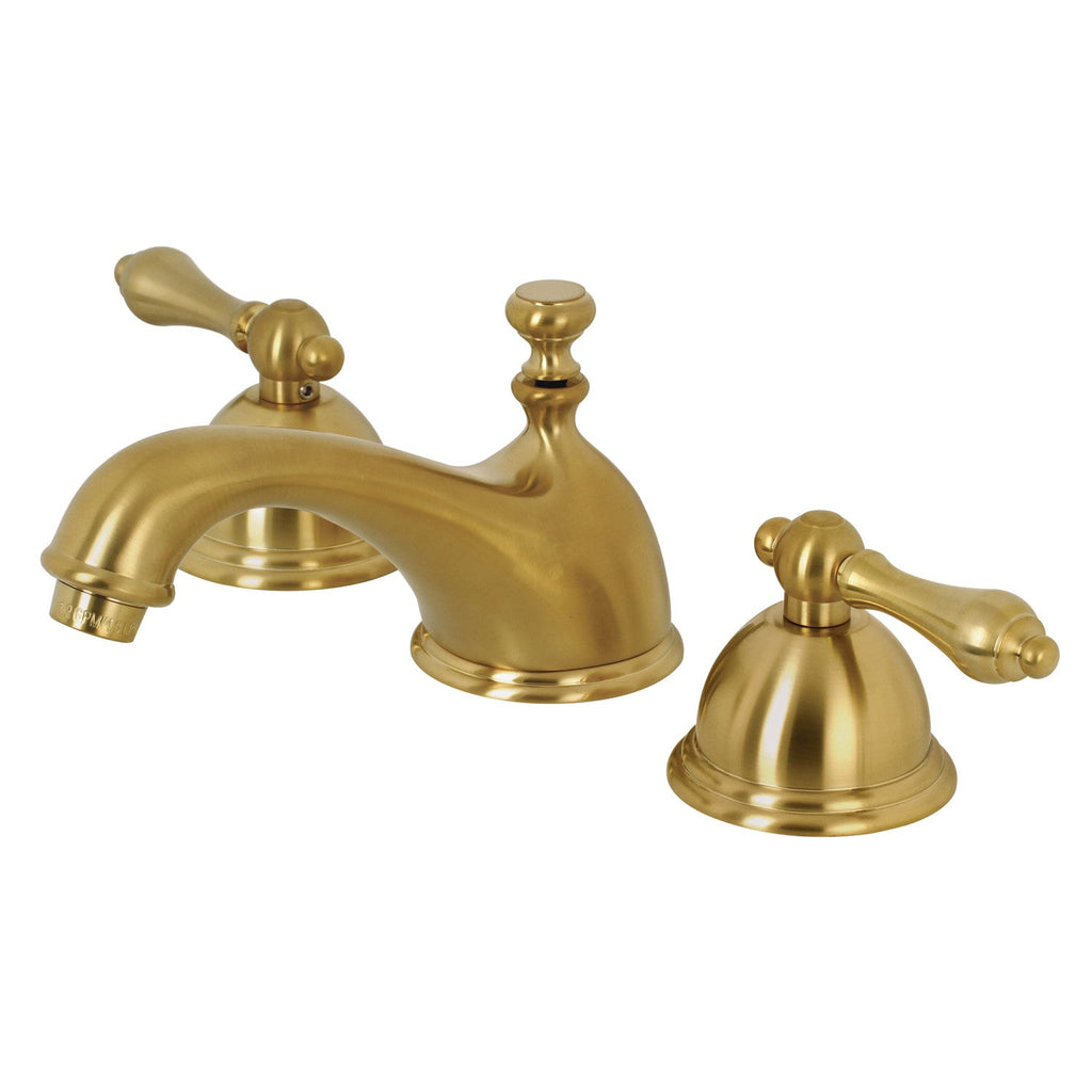 Kingston Brass Restoration - Llave de Lavabo Widespread (3 Orificios), con Dos Manerales — Latón Cepillado