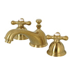 Kingston Brass Restoration - Llave de Lavabo Widespread (3 Orificios), con Dos Manerales — Latón Cepillado
