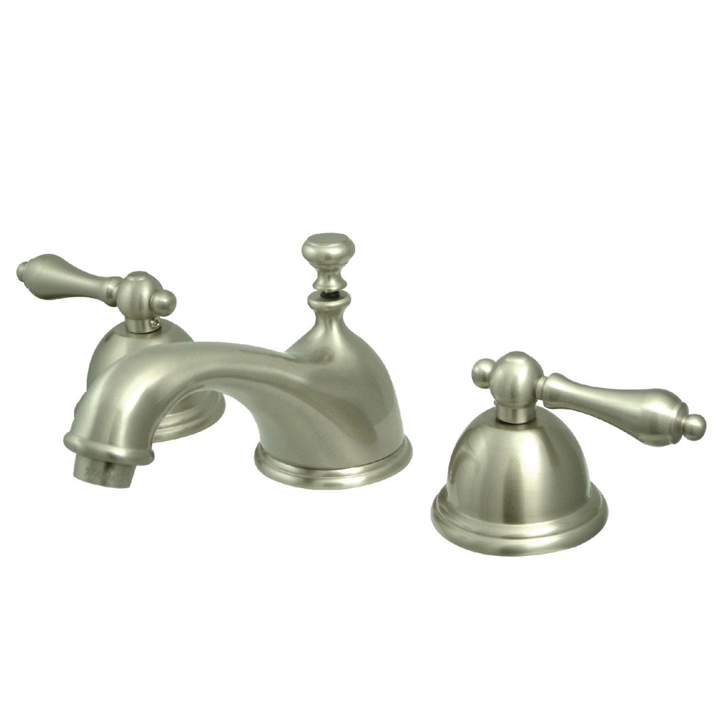 Kingston Brass Restoration - Llave de Lavabo Widespread (3 Orificios), con Dos Manerales — Níquel Cepillado