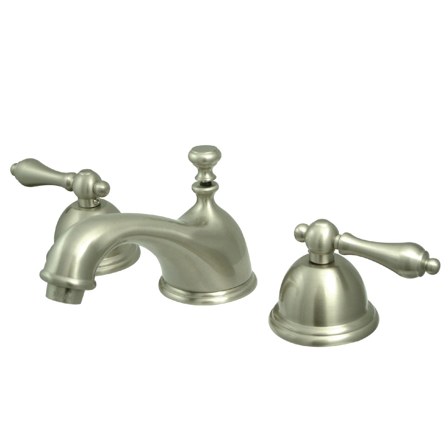 Kingston Brass Restoration - Llave de Lavabo Widespread (3 Orificios), con Dos Manerales — Níquel Cepillado